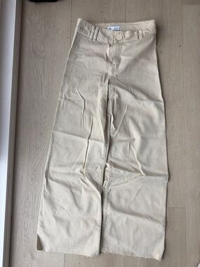 Kids Beige Wide-Leg Pants